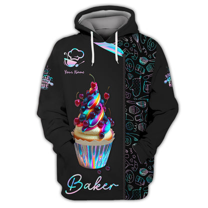 Cupcake Colorfull 3D Shirt Bakery Custom T-Shirts Gif For Baker