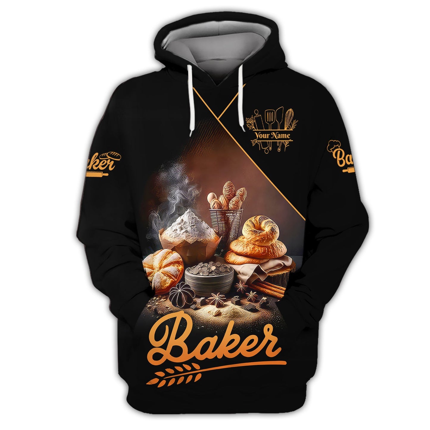 Zipper Hoodie Stack Of Hot And Fresh Bread 3D Shirt Bakery Custom T-Shirts Gif For Baker