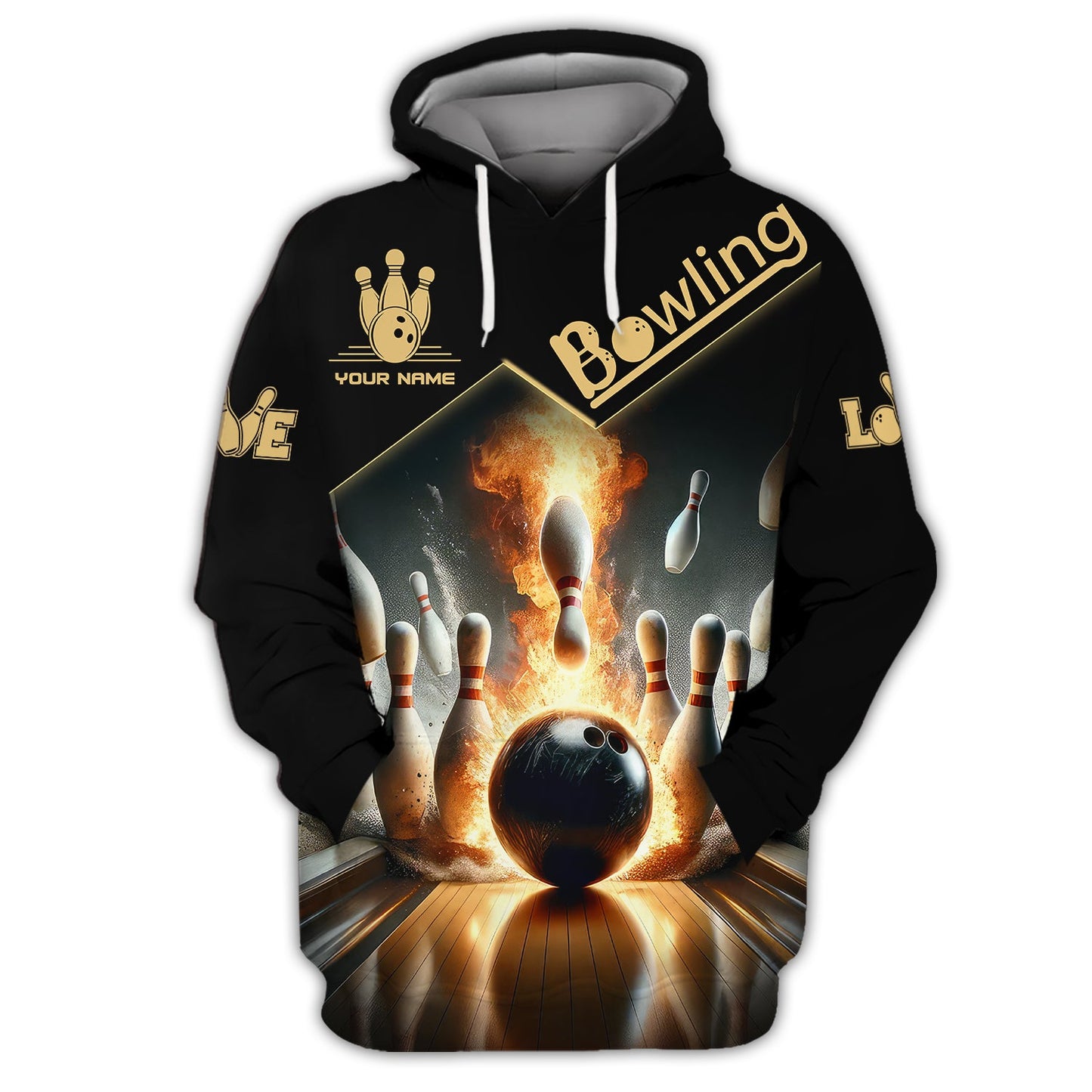 Zipper Hoodie Bowling Strike Custom T-Shirts Gif For Bowling Athlete 3D Shirt, Hoodie