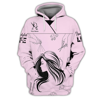 Zipper Hoodie Hairdresser Tools 3D Shirt Hair Stylist Custom T-Shirts