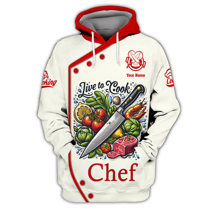 Zipper Hoodie Unisex Knives Cooking Chef Custom T-Shirts Gif For Chef Lover