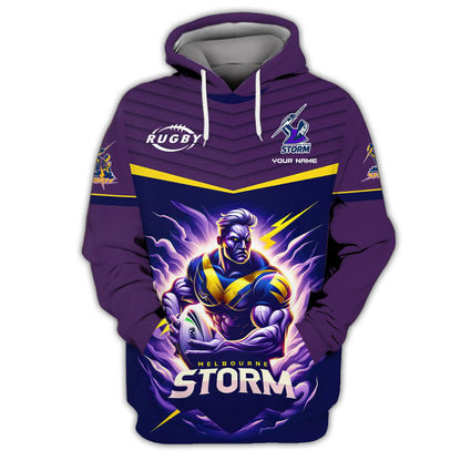 Zipper Hoodie Melbourne Storm 3D Shirt Rugby Custom T-Shirts