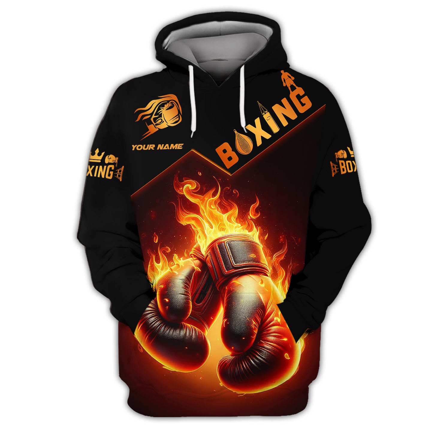 Closeup Of Boxing Gloves With Fire 3D Shirts Boxing Custom T-Shirts