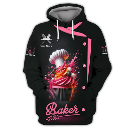 Zipper Hoodie Personalized Custom T-Shirt Cupcake 3D Shirts Gif For Baker