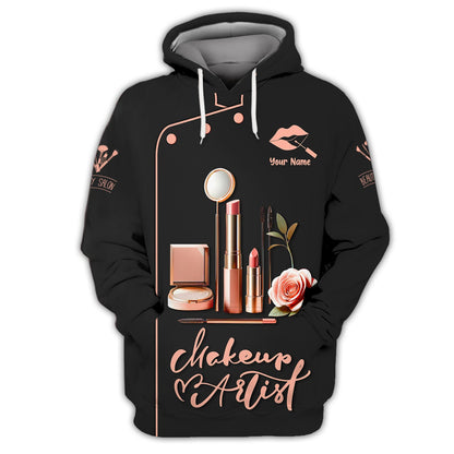 Zipper Hoodie Makeup Artist Tools 3D Shirt Beauty Salon Custom T-Shirts