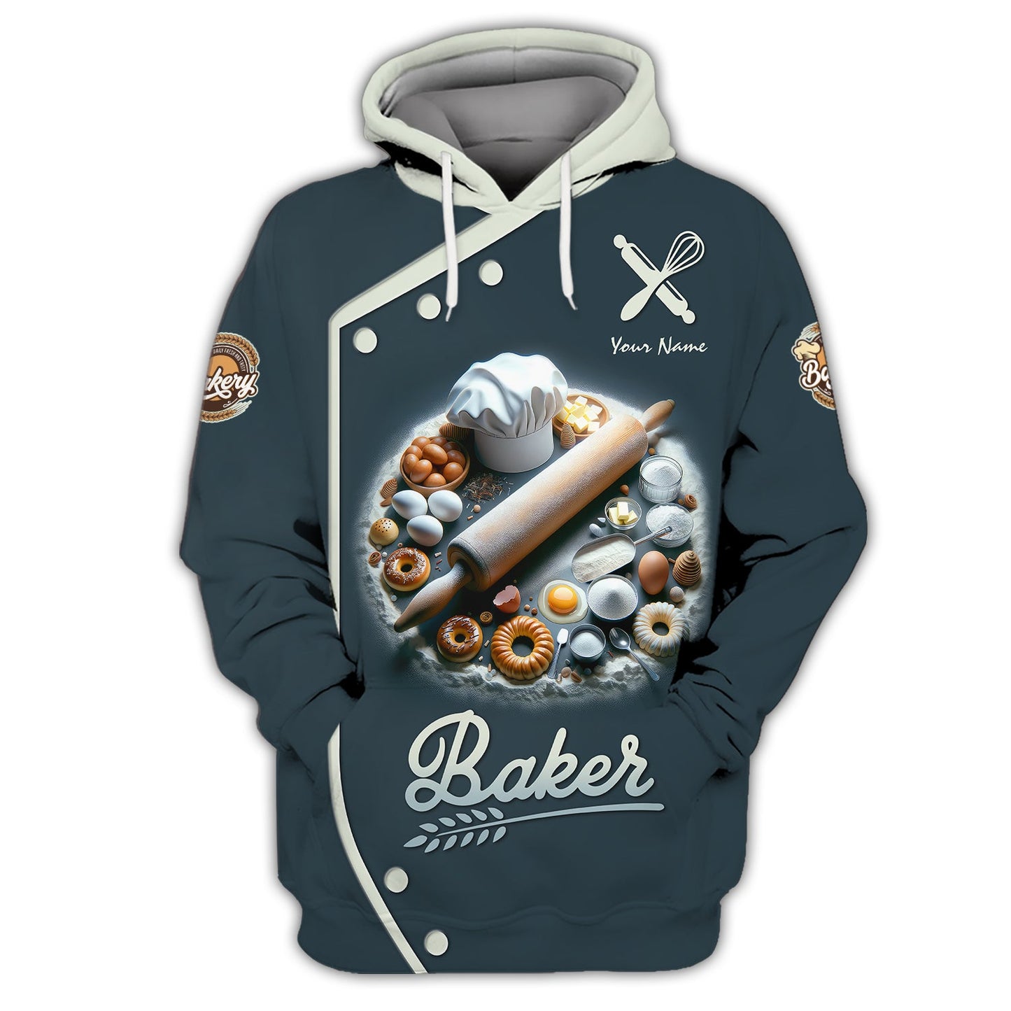 Zipper Hoodie Personalized Baker Custom T-shirt Bakery 3D Shirts