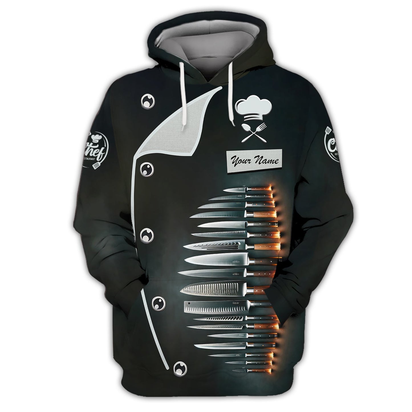 Zipper Hoodie Chef Knife Set 3D Shirt Knives Cooking Chef Custom T-Shirts