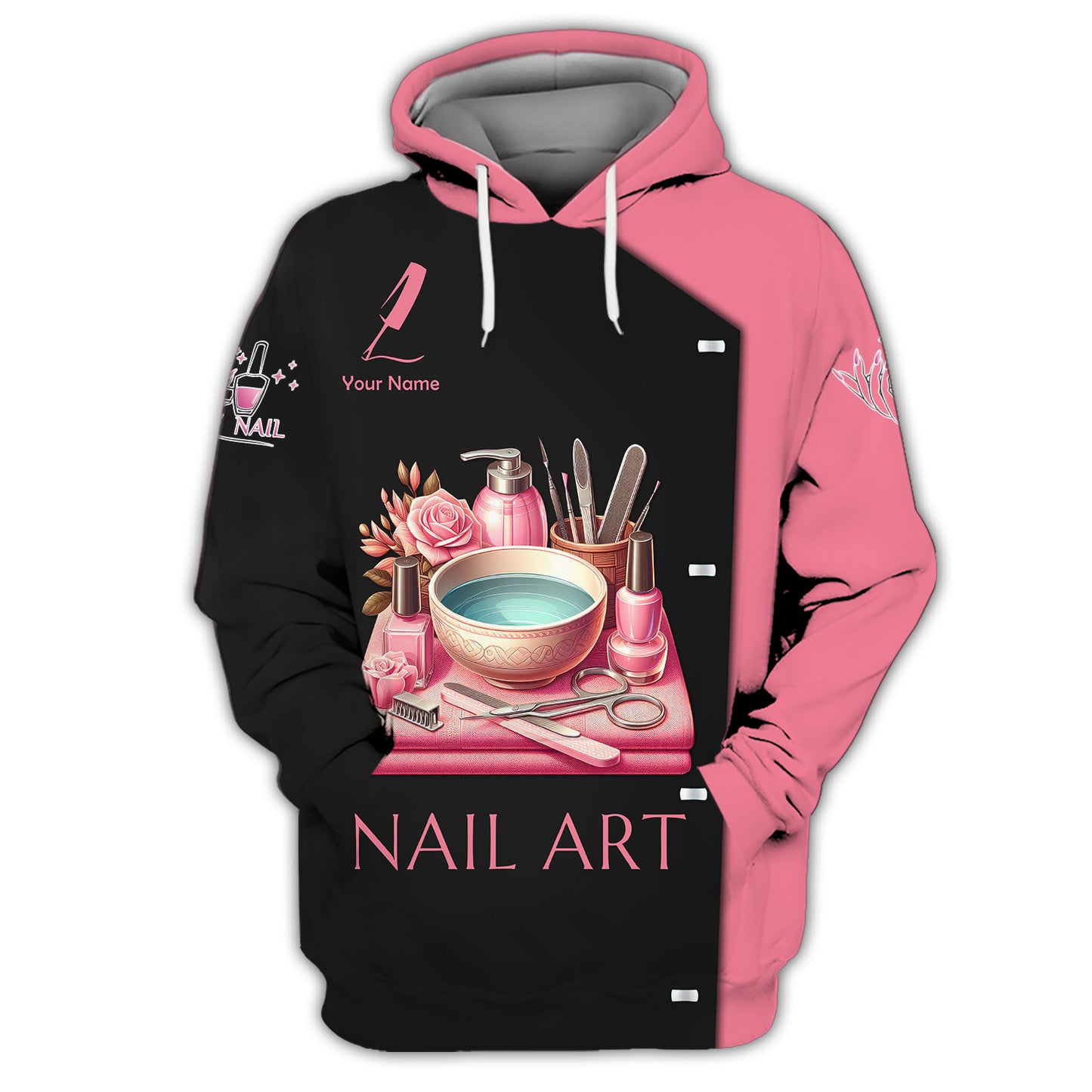 Rose Colored Nail Art Tools 3D Shirts Nails Artist Custom T-Shirts