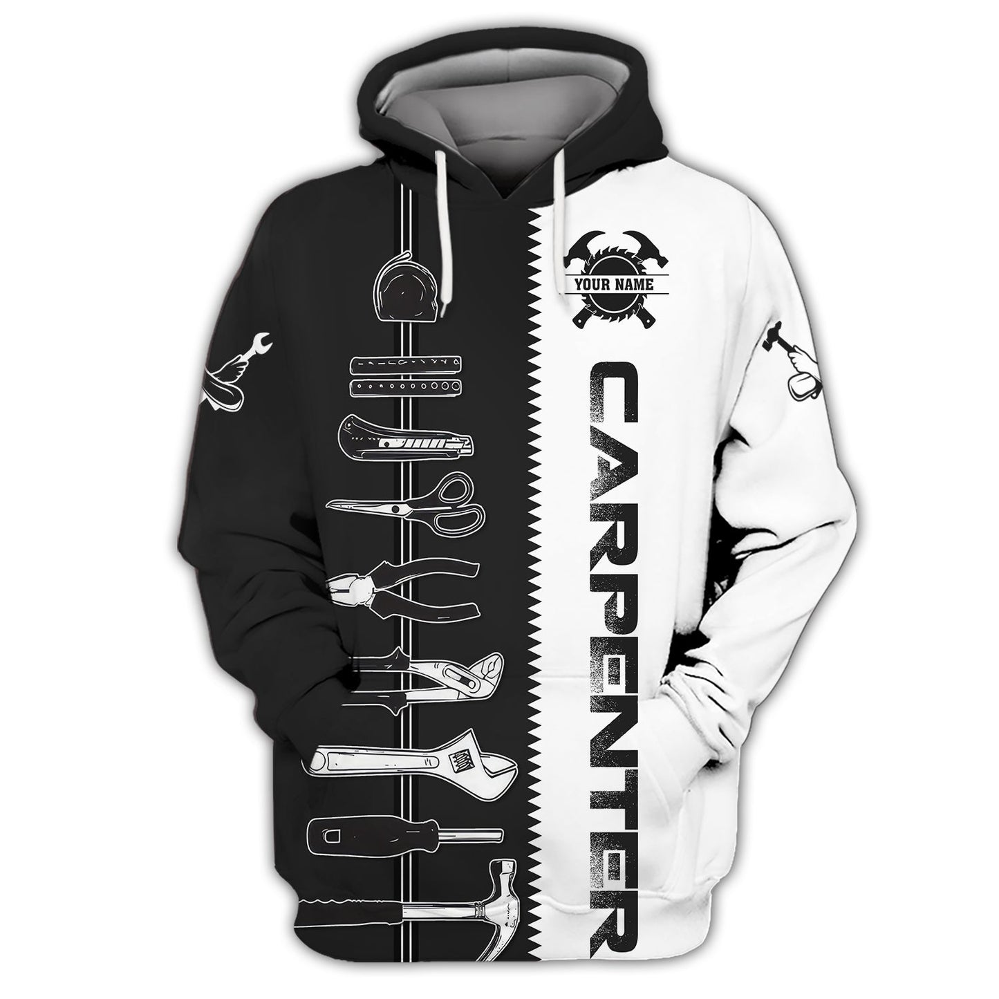 Zipper Hoodie Carpenter Custom T-Shirts Carpentry Tools 3D Shirt