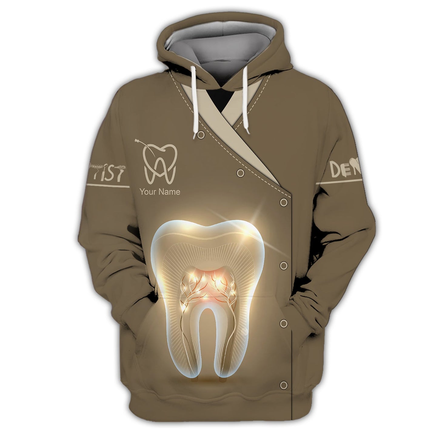 Zipper Hoodie The Tooth Surface Glows 3D Shirts Gif For Dental, Cosmetic dentistry Custom T-Shirts