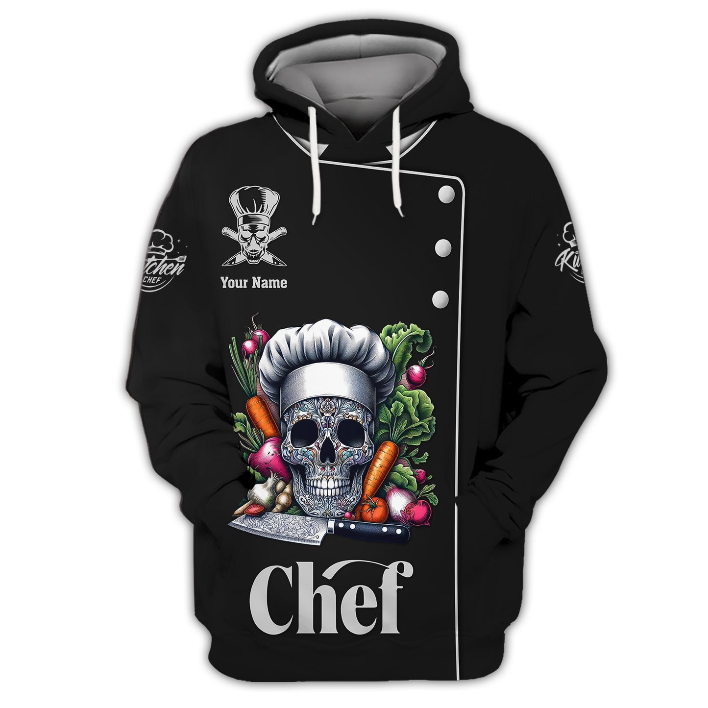 Skull Chef Unisex Custom T-Shirts Cooking Chef 3D Shirt