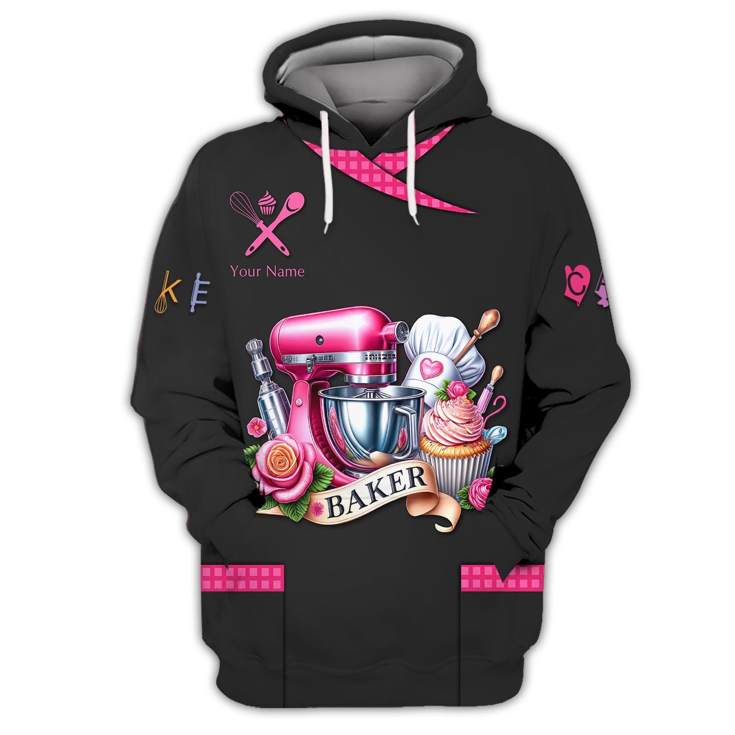 Zipper Hoodie Baker Tools Colorful 3D Shirt Bakery Custom T-Shirts