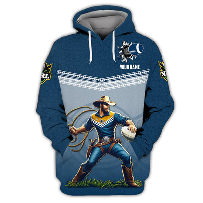 Zipper Hoodie North Queensland  Cowboys 3D Shirt Rugby Custom T-Shirt