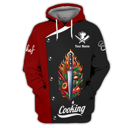 Zipper Hoodie Chef Knife And Vegetable 3D Shirt Chef Cooking Custom T-Shirts