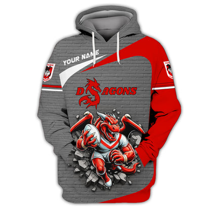 Rugby Custom T-Shirts  St George's Dragon 3D Shirts