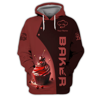 Zipper Hoodie Seductive Cupcakes 3D Shirts Gif For Baker, Bakery Custom T-Shirts