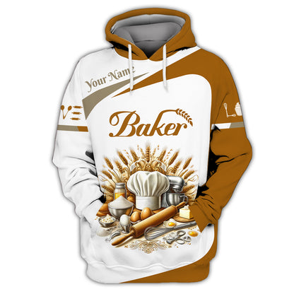 Traditional Baking Tools 3D Shirt Gif For Baker, Bakery Custom T-Shirts