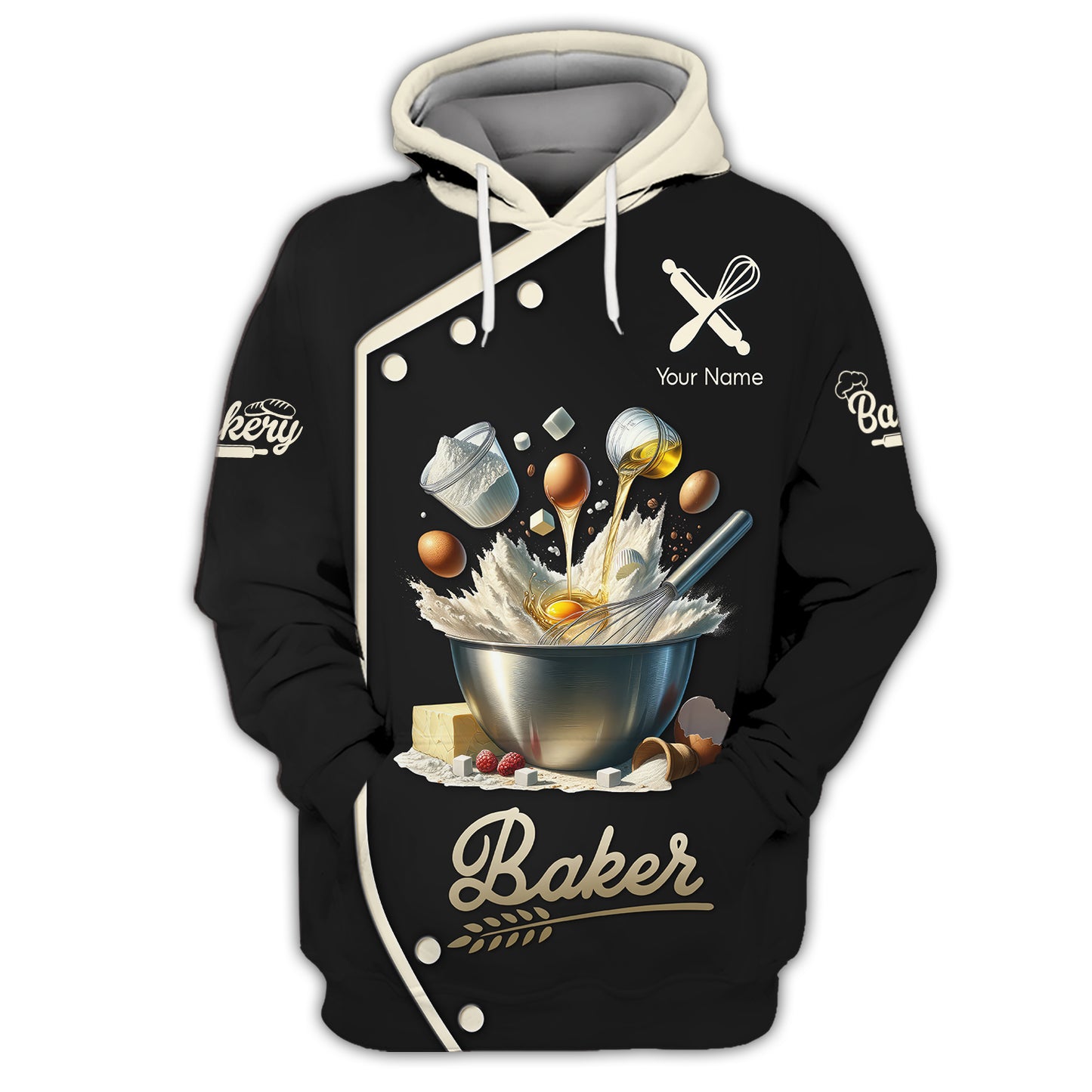 Zipper Hoodie Unisex Baking Tools Custom T-Shirts Bakery 3D Shirt Gif For Baker