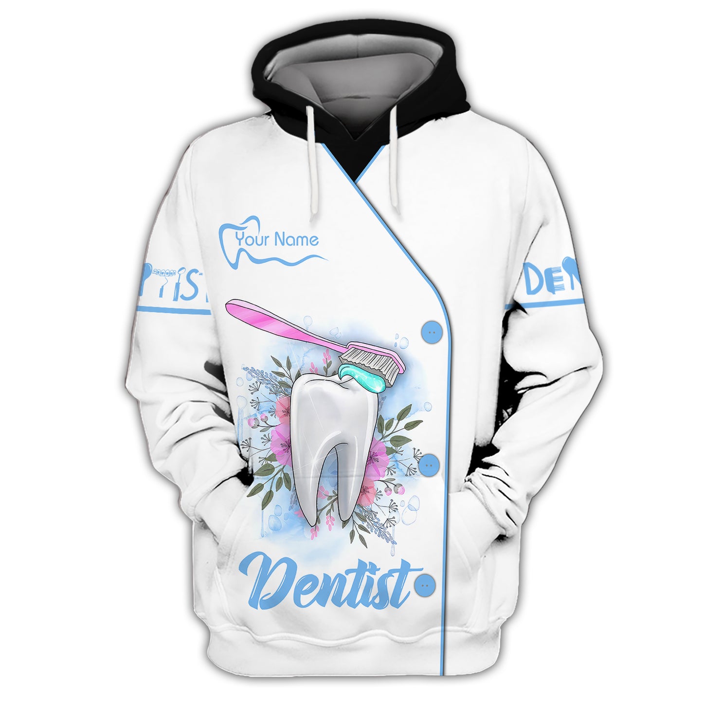 Dental Art Tooth Model With Toothpaste Brush 3D Shirt Dentist Custom T-Shirts