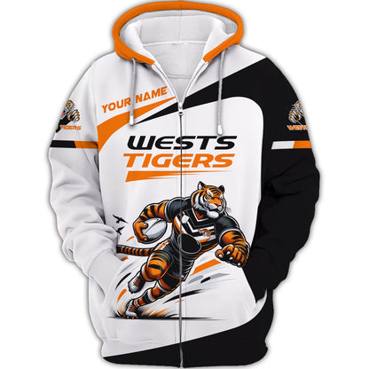 Zipper Hoodie West Tigers 3D Shirt Rugby Custom T-Shirts