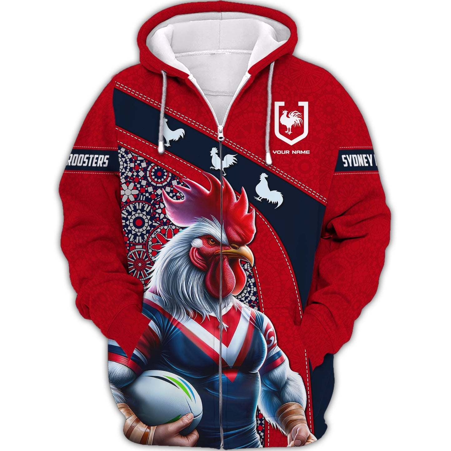 Zipper Hoodie Personalized T-Shirt Sydney Roosters Custom T-Shirts Rugby Lover 3D Shirt