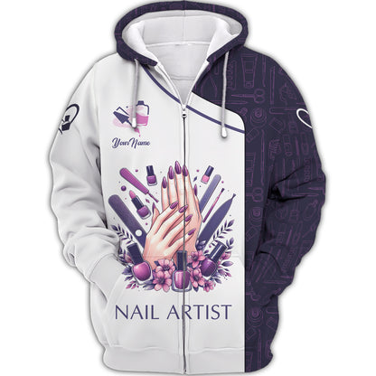 Nails Manicure Salon Custom T-Shirts Naild Artist 3D Shirts