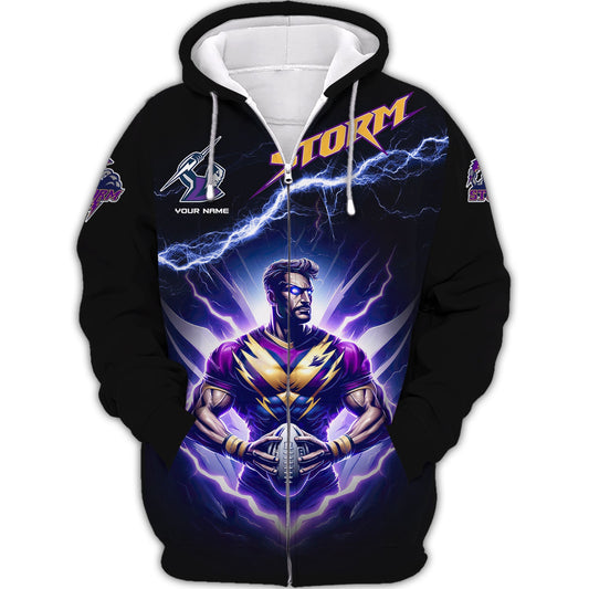 Zipper Hoodie Personalized Shirt Melbourne Storm 3D Shirt Rugby Custom T-Shirts