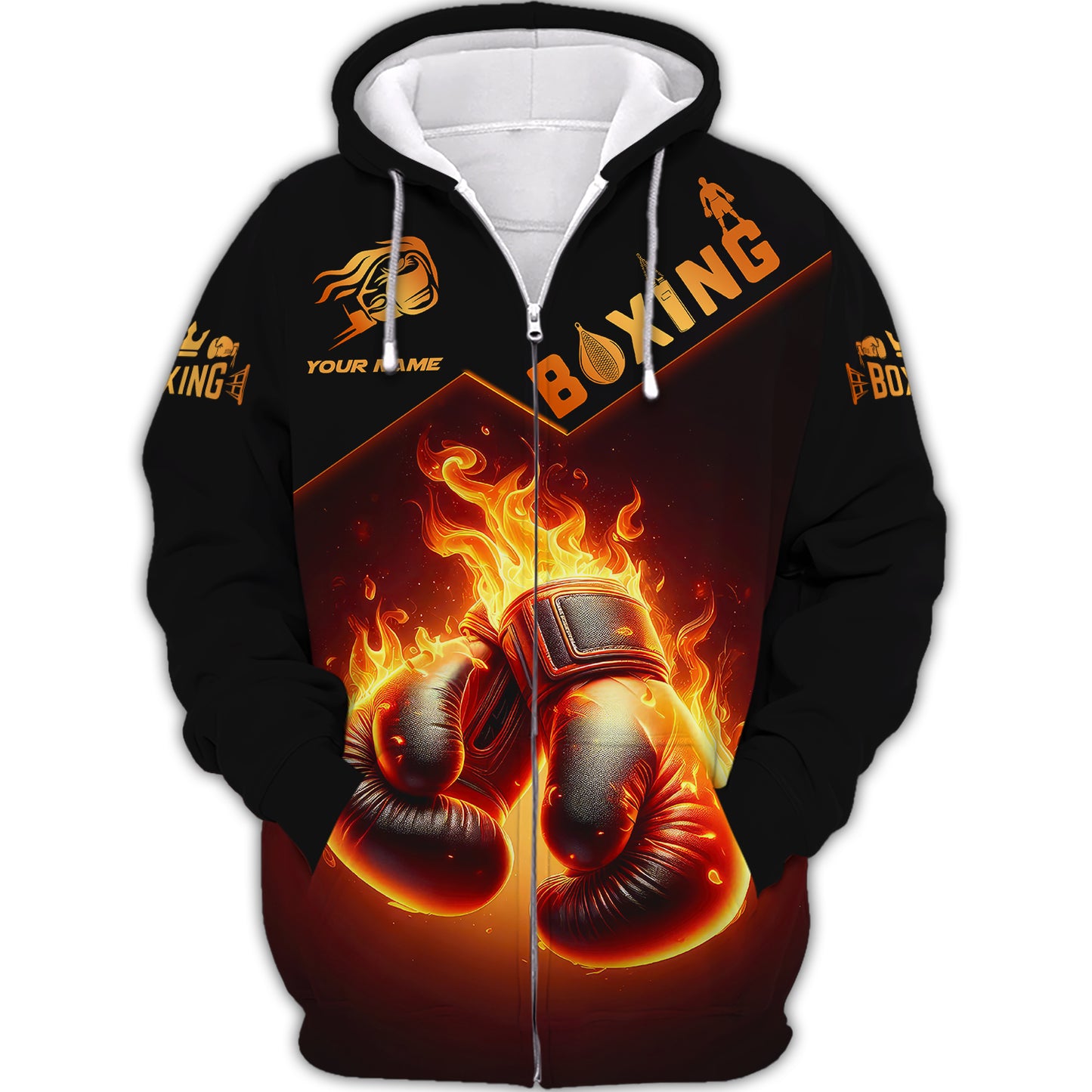 Closeup Of Boxing Gloves With Fire 3D Shirts Boxing Custom T-Shirts