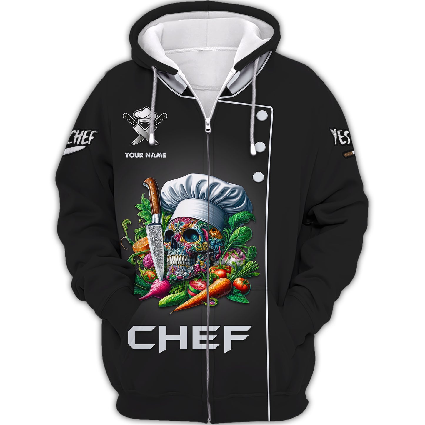 Chef Cooking 3D Shirt Skull Chef Kitchen Custom T-Shirts Gif For Chef