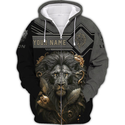 Lion Griesbach Gold And Black Spirit Animal 3D Shirts Lion Custom T-Shirts, Zipper Hoodie