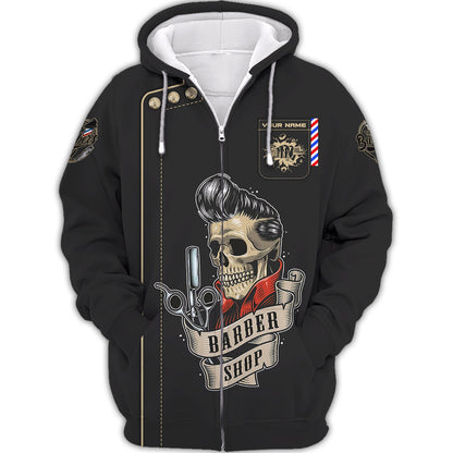 Zipper Hoodie Old School Style Barber 3D Shirt Barbershop Custom T-Shirts