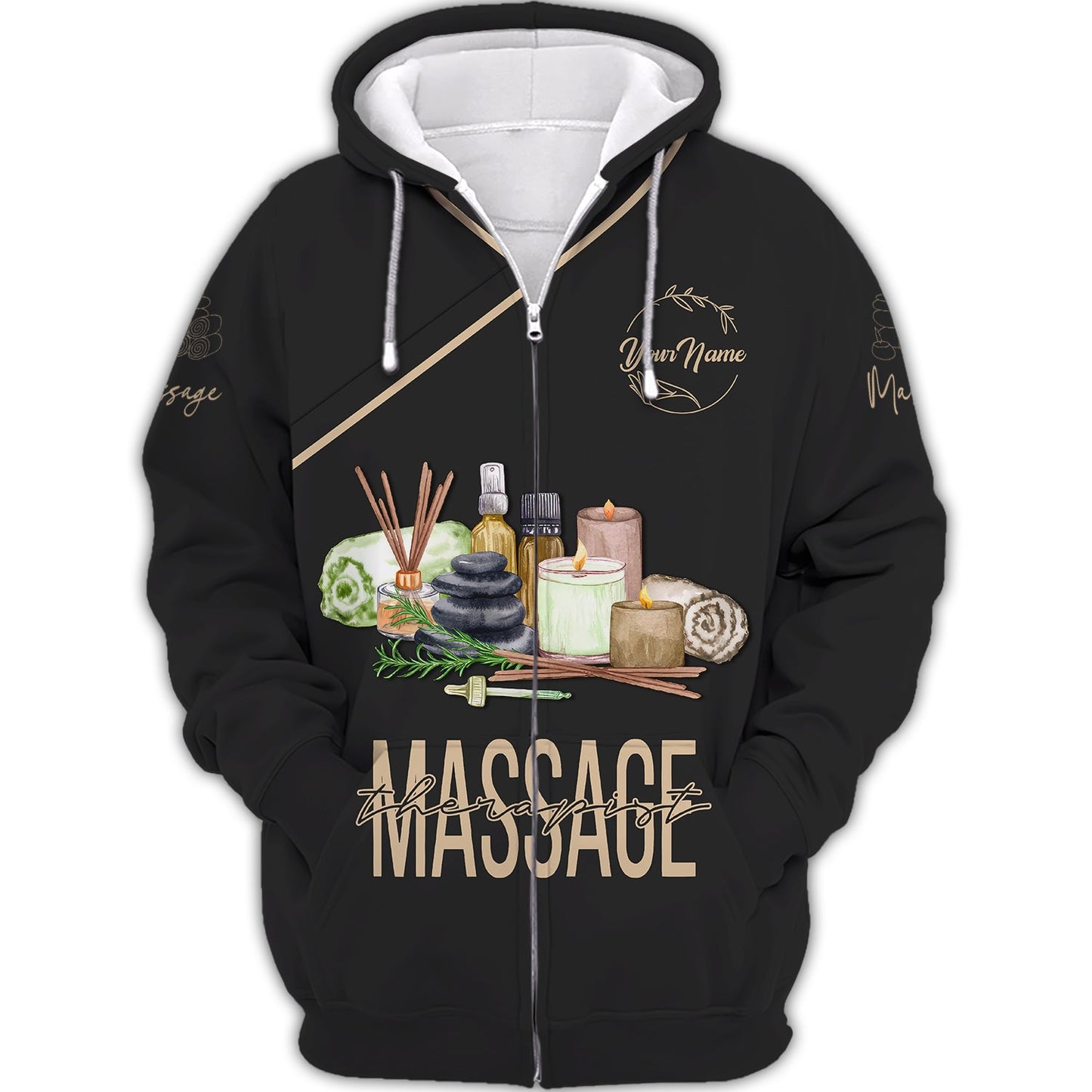 Massage Therapist Custom T-Shirts, Zipper Hoodie, Watercolor Spa Set 3D Shirt, Hoodie