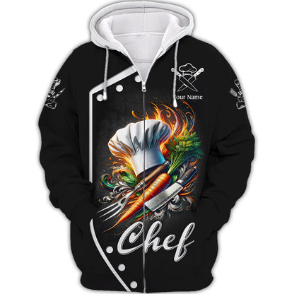 Zipper Hoodie Chef Cooking 3D Shirt Kitchen Tools Custom T-Shirts