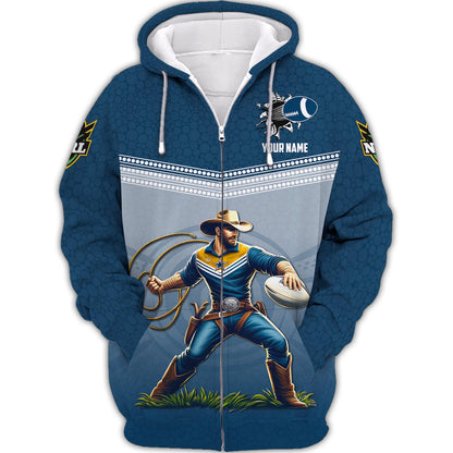 Zipper Hoodie North Queensland  Cowboys 3D Shirt Rugby Custom T-Shirt