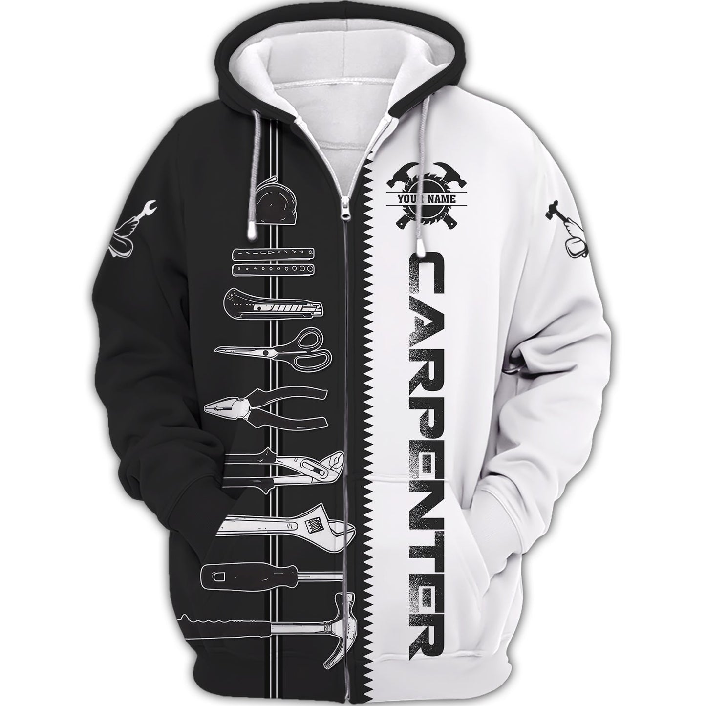 Zipper Hoodie Carpenter Custom T-Shirts Carpentry Tools 3D Shirt