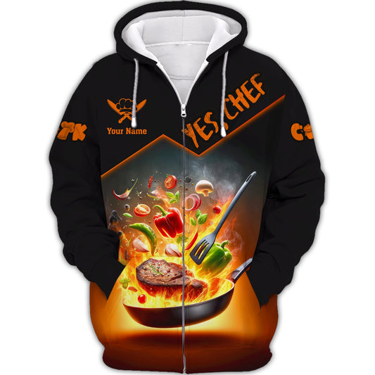 ZIpper Hoodie Personalized Custom T-Shirts Chef, Gif For Chef, Pan Of Chef 3D Shirts