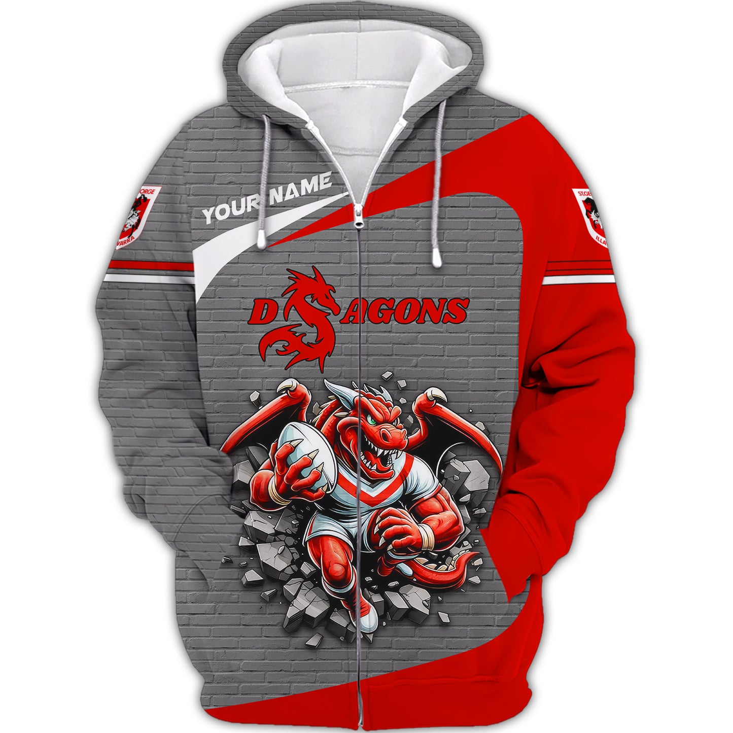 Rugby Custom T-Shirts  St George's Dragon 3D Shirts