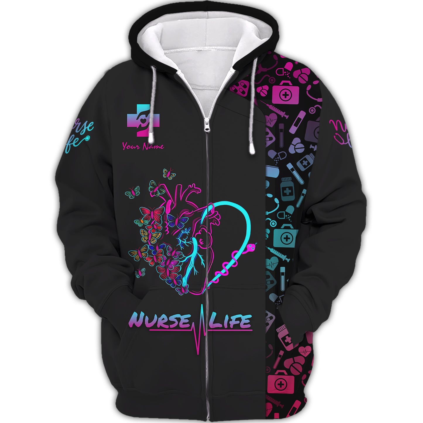 Neon Nurse Heart 3D Shirt Nurse Life Custom T-Shirts