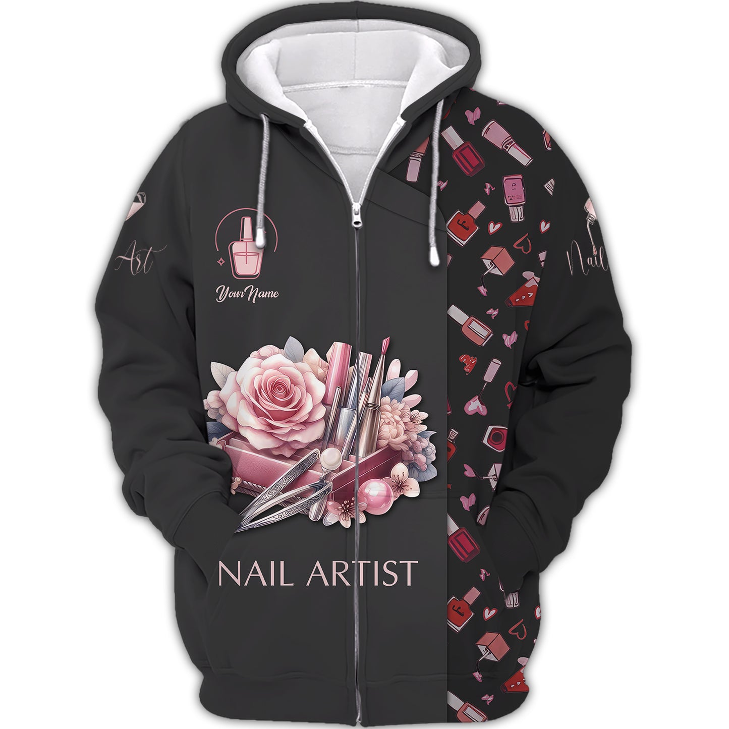 Nail Polish With Rose Watercolor 3D Shirts Nail Artist Custom T-Shirts