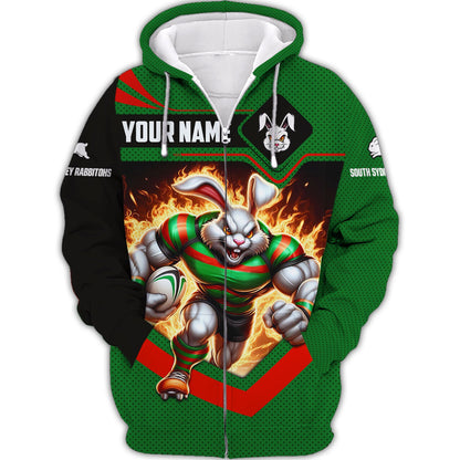 Zipper Hoodie Rugby Custom T-Shirts South Sydney Rabbitohs 3D Shirt