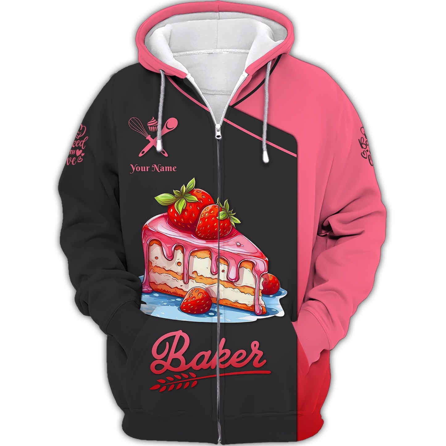 Zipper Hoodie Personalized Bakery Custom T-Shirt Baker 3D Shirts