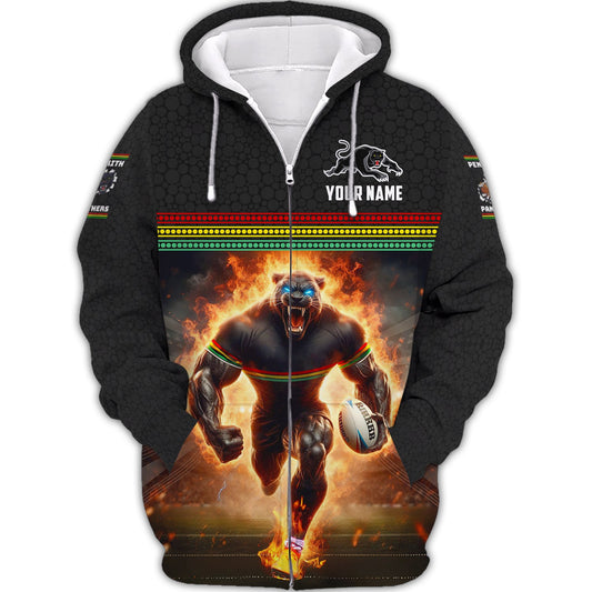 Zipper Hoodie Penrith Panthers Angry 3D Shirt Rugby Custom T-Shirts