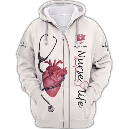 Stethoscope With Heart 3D Shirt Beautfull Nurse Tattoo Custom T-Shirts