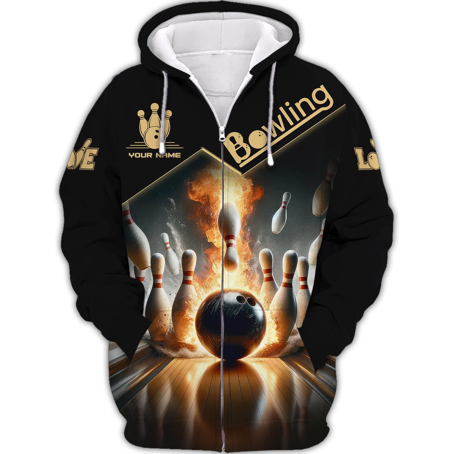 Zipper Hoodie Bowling Strike Custom T-Shirts Gif For Bowling Athlete 3D Shirt, Hoodie