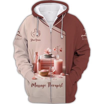 Zipper Hoodie Beautiful Spa Custom T-Shirts Cherry Blossom Therapeutic Massage Set 3D Shirt