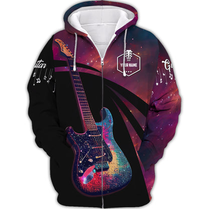 Galaxy Sky With Electric Guitar 3D Shirts Musical Instruments Guitar String Custom T-Shirts