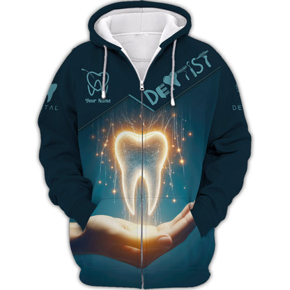 Zipper Hoodie Dentist Clinic Custom T-Shirts Dental Technology 3D Shirt