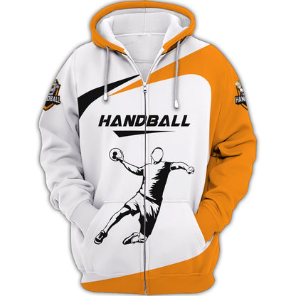 Zipper Hoodie Handball Jersey CusTom T-Shirts Person Throwing The Ball With Hands In The Air 3D Shirt