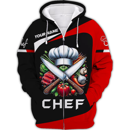 Unisex Knives Chef Custom T-Shirts Gif For Chef, Cooking Chef 3D Shirt