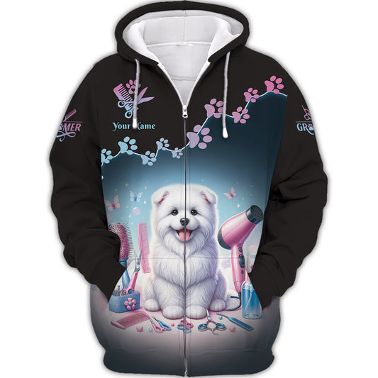 Zipper Hoodie Groomer Custom T-Shirts Dog And Grooming Tools 3D Shirt